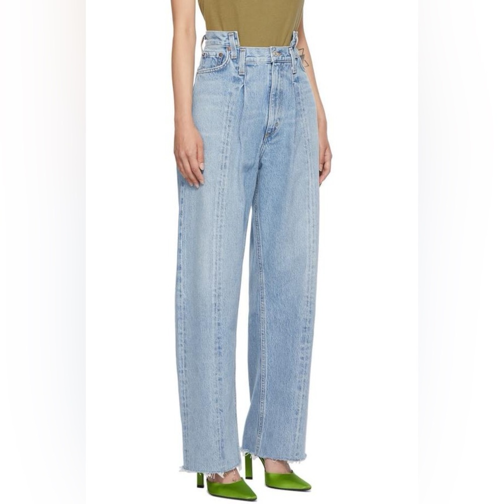 AGOLDE Pieced Angle Matrix Denim High-Waisted Straight Leg 100% Cotton Jeans 26